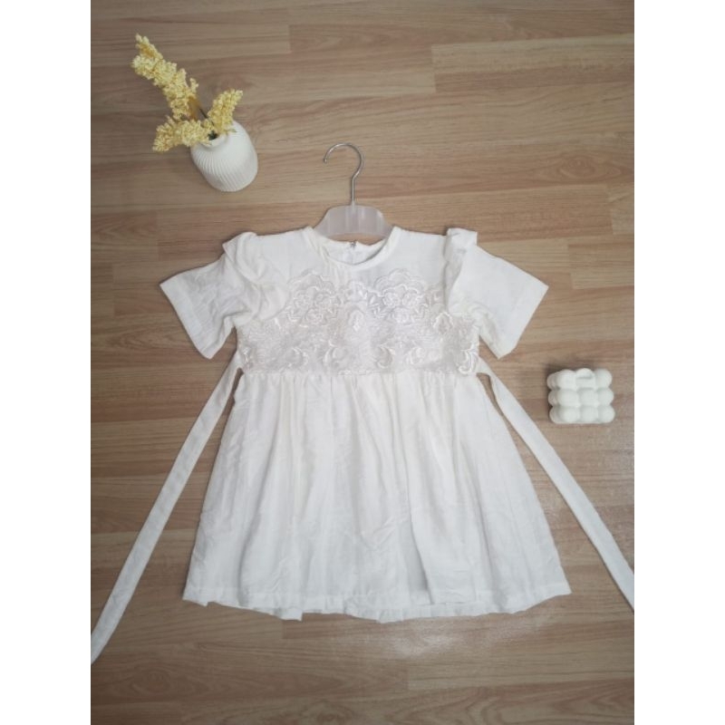 Dress Putih Anak Perempuan Usia 1-4 Tahun Baju Anak Baju Lebaran Terbaru