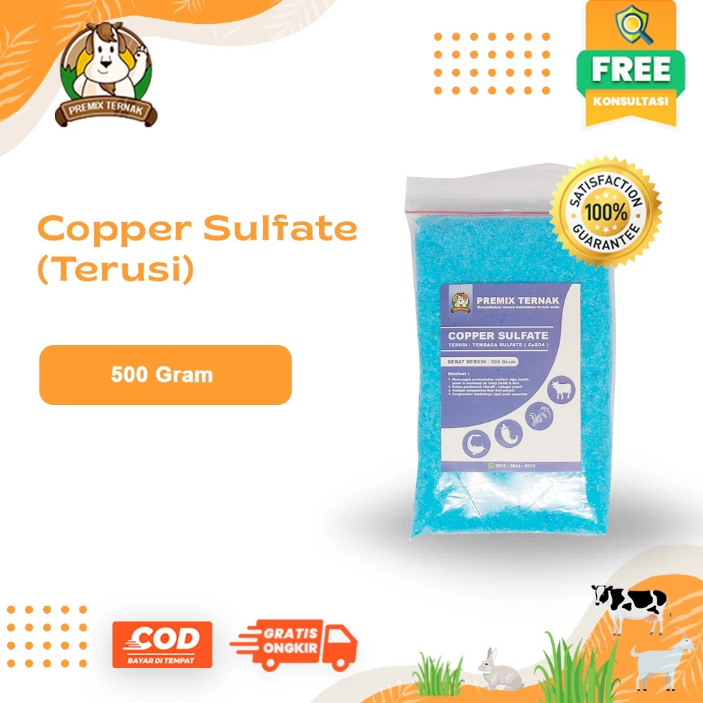 TERUSI 500 GRAM - Copper Sulphate Sulfate Prusi CuSO4 Tembaga Sulfat Cupri Sulfate Trusi Bubuk