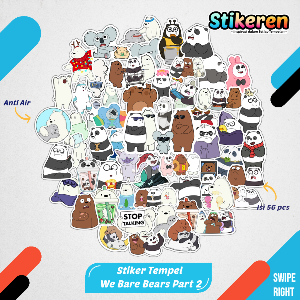 

Stiker We Bare Bears Part 2 Kartun Film Paper Vinyl Dekorasi Laptop Koper Tumbler Kulkas DIY