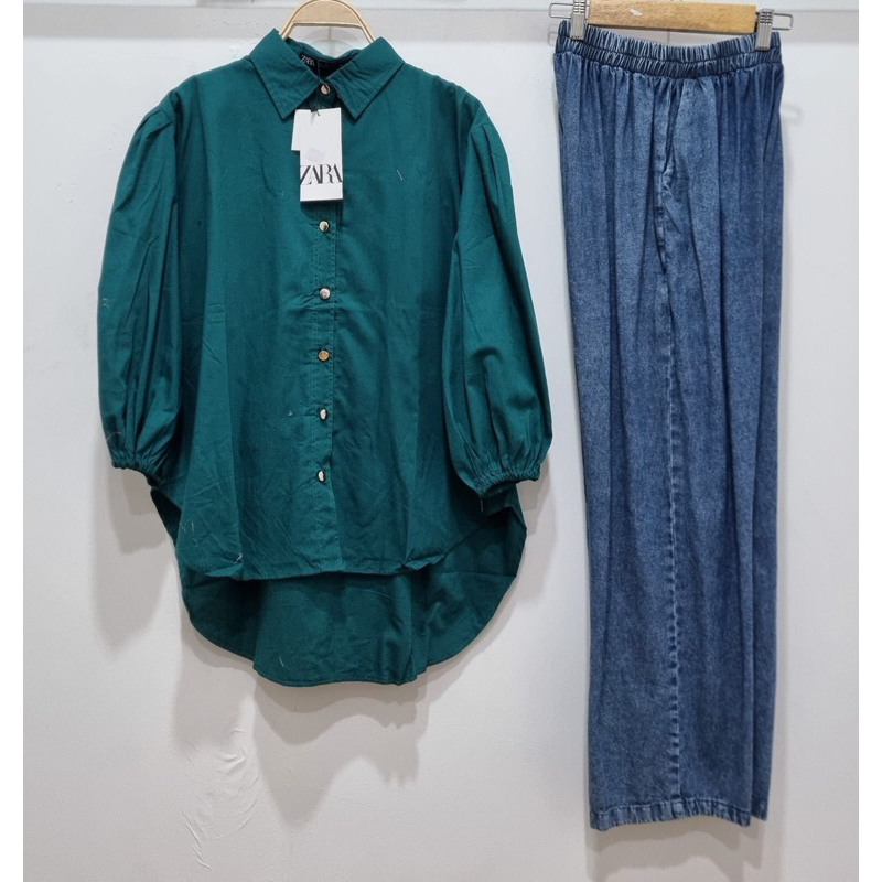 SETELAN KEMEJA ZARA | SETELAN JEANS ZARA PREMIUM ORI