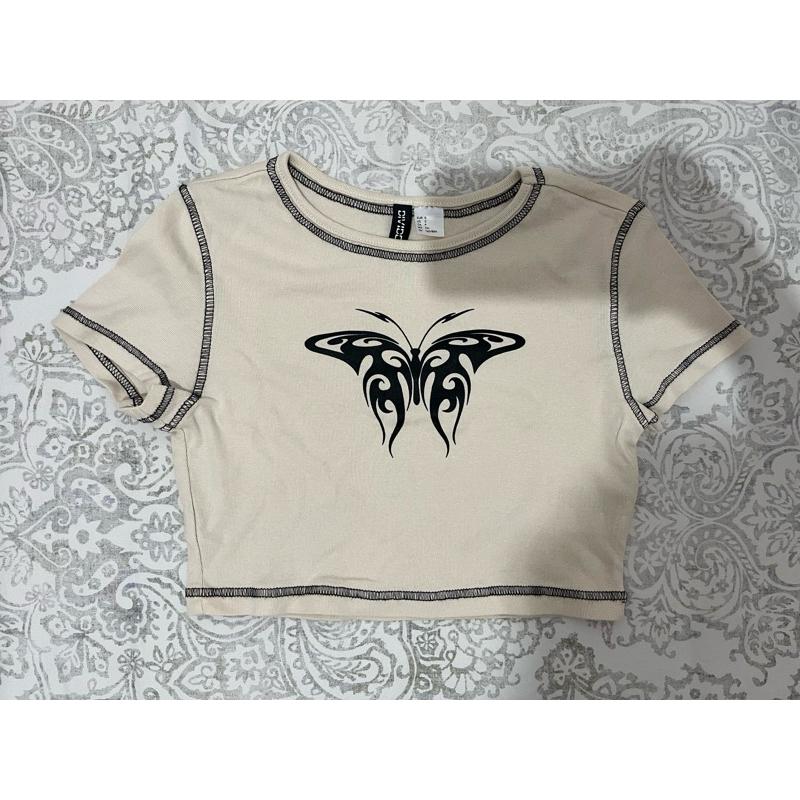 H&M divided butterfly crop top