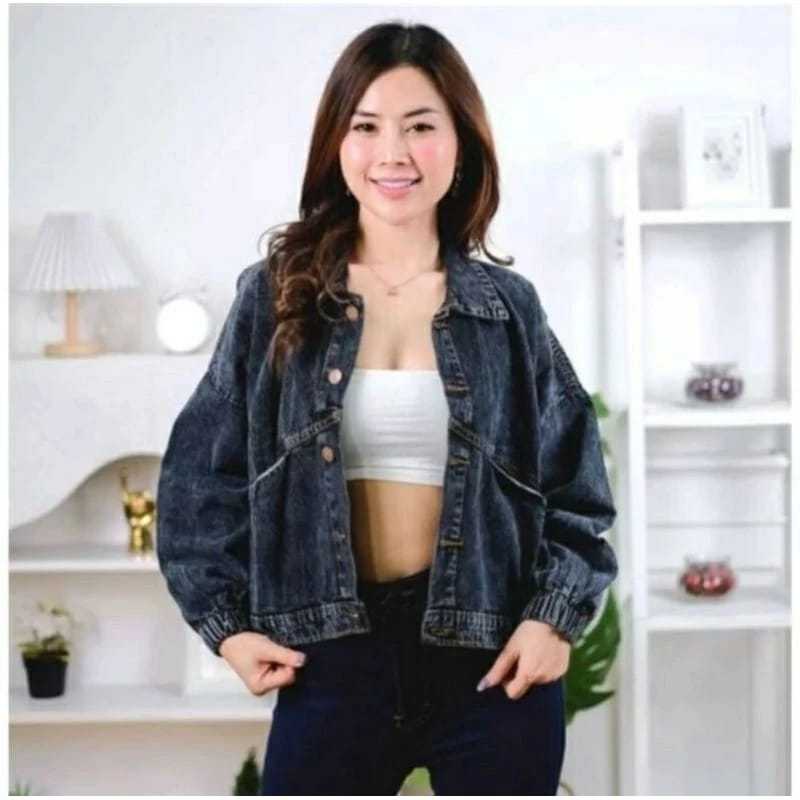 Jacket Jens Wanita Oversize Denim Dewasa Jacket Modern
