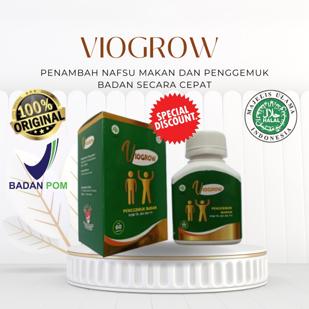 Viogrow Obat gemuk Permanen Penggemuk badan herbal alami serta penambah nafsu makan badan bikin cepa