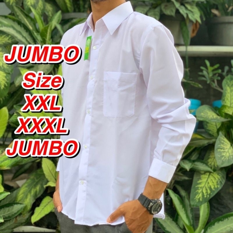 Kemeja Pria Jumbo Lengan Panjang Putih Big Size xxl xxxl Hijau Army Hitam/Kemeja Jumbo Pria Lengan P