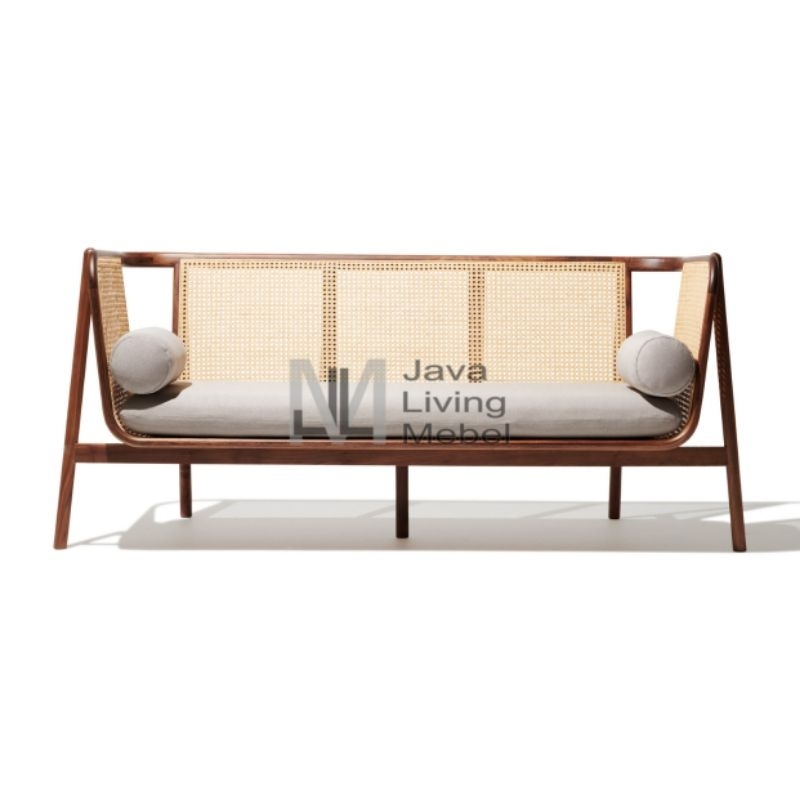 Sofa retro rotan kayu jati | Sofa rotan retro vintage kayu jati | Sofa bed kayu jati kombinasi rotan