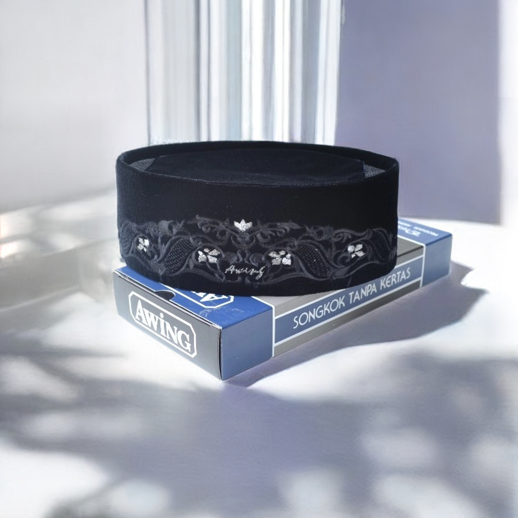 AWING Songkok Motif Bordir new Ananta Hitam Awing Original