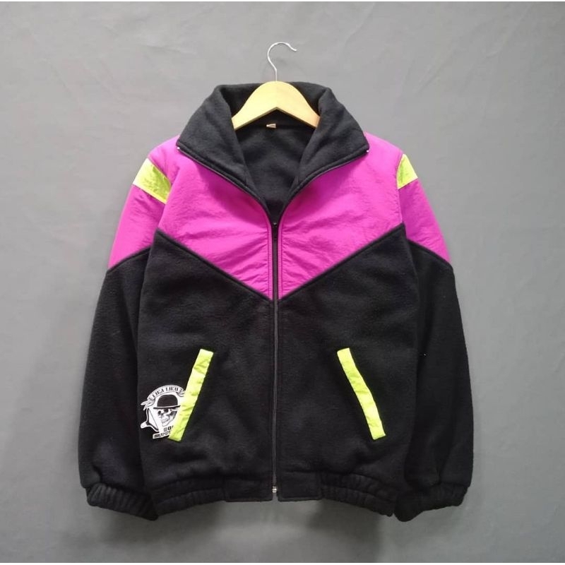 jaket vintage 90s color block fleece