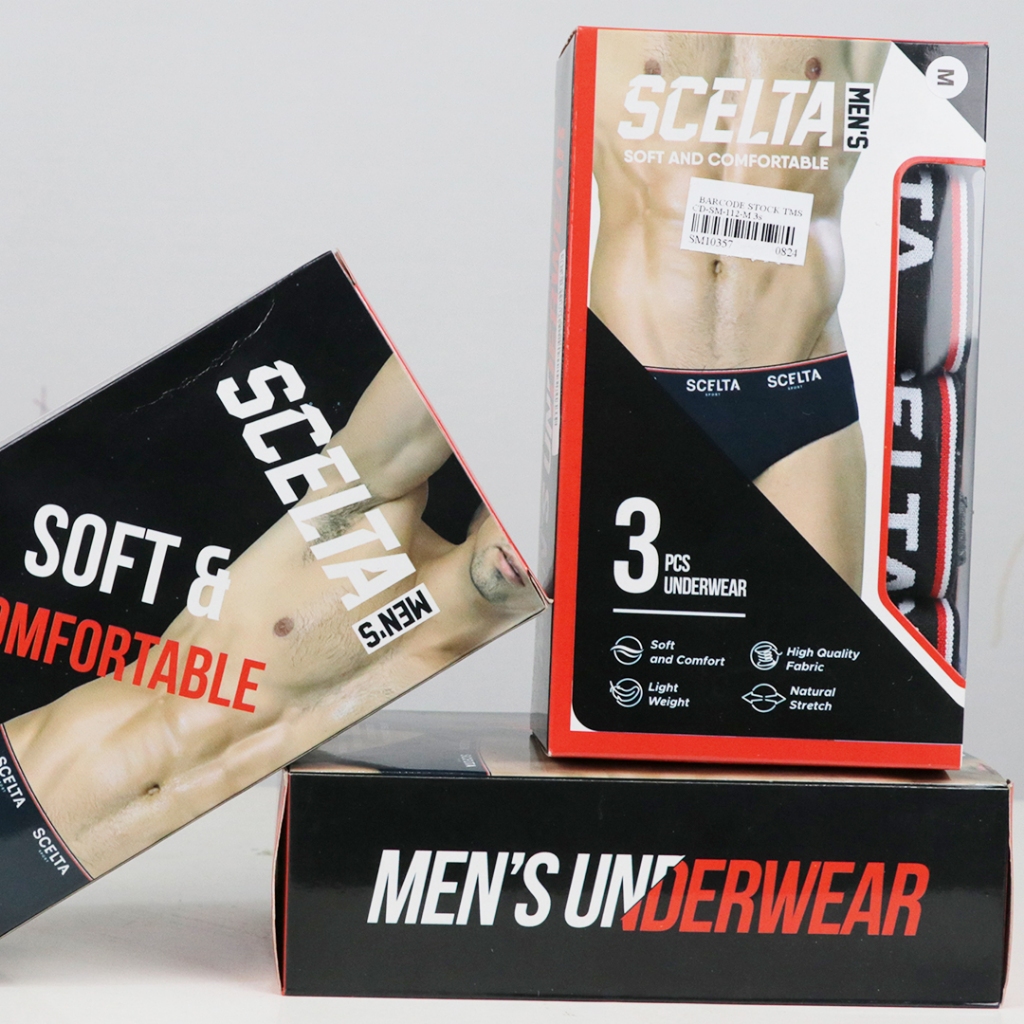 Scelta - 3pcs Celana Dalam Pria Segitiga Cd Cowok Karet SM 112 3s Mix thumbnail 7