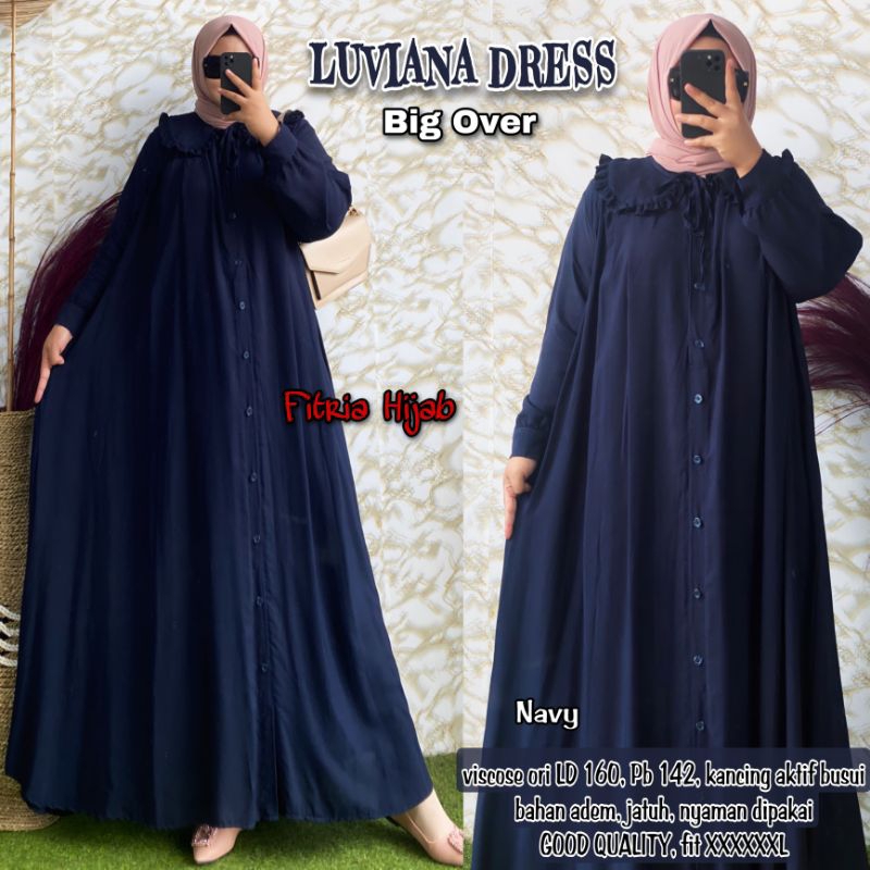 GAMIS OVER JUMBO LD 160 DRESS RAYON JUMBO BUSUI KANCING DEPAN | LUVIANA| RAHAYU | CAKRAPANI BIG OVER