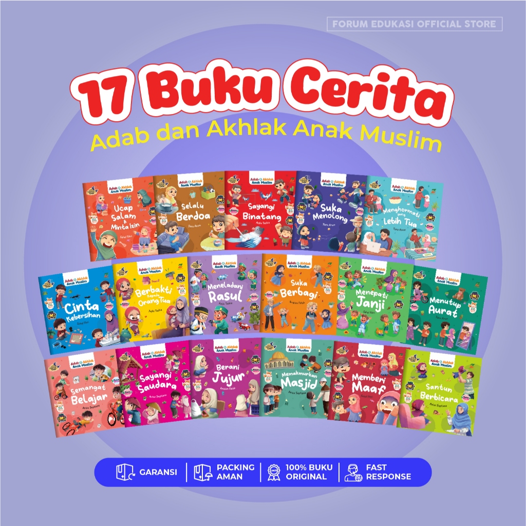 ZYD ISI 17 BUKU) Buku Cerita Islami Adab Anak - Seri Cerita Sebelum Tidur: Adab dan Akhlak Anak Musl