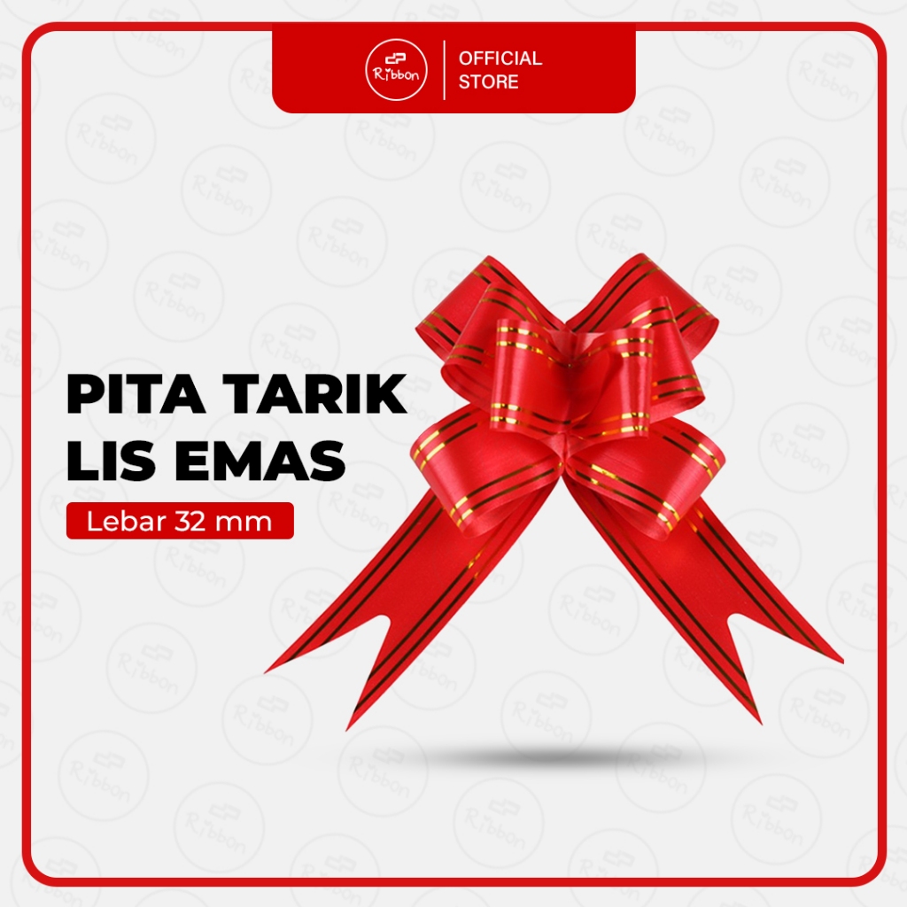 

GROSIR Pita Tarik 32mm Lis Emas Serut Besar Hiasan Parcel Souvenir Pull Flower Ribbon 30 32 mm Gold Stripes Ukuran Sekitar 30 mm