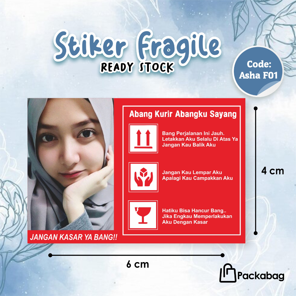

STIKER FRAGILE UNIK & LUCU - UKURAN 6X4 CM - STIKER READY STOCK ASHA F01