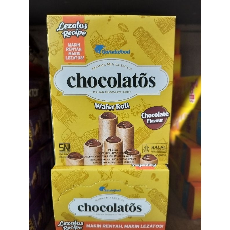 

Chocolatos Italian Chocolate Taste Wafer Roll ( isi 24 pcs )