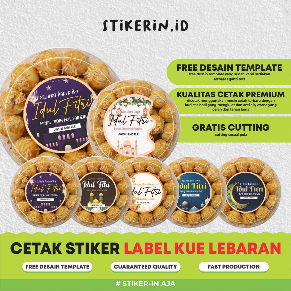 

(A3+) Stiker tema lebaran / stiker toples lebaran / stiker label kemasan toples kue kering