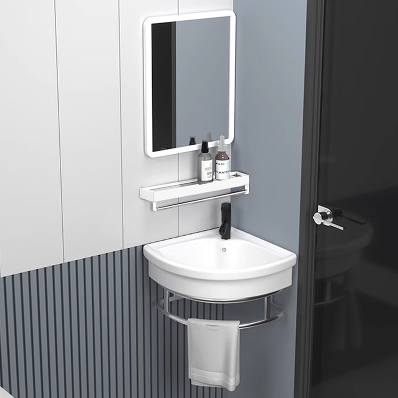 RANToiS Wastafel keramik/wastafel kamar mandi kecil/cermin/keran