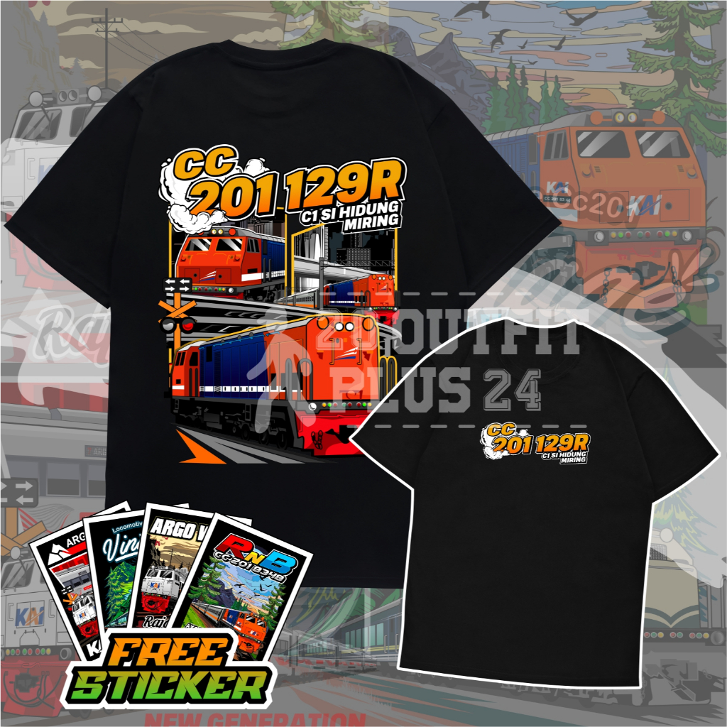 FREE STIKER - Kaos Kereta Api KA CC201 129 Anak dan Dewasa - Baju Kereta Api KAI Anak dan Dewasa - K