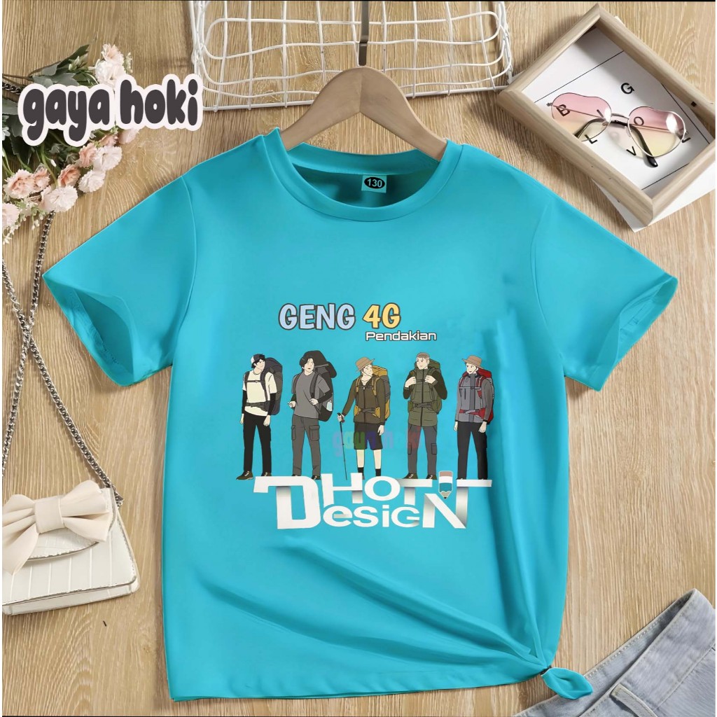 Baju Kaos Anak Gambar Dhot Design Geng 4G pendakian Bahan Premium Unisex