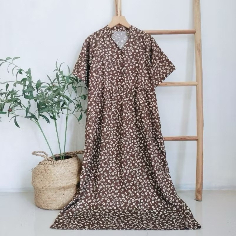 Raina Dress - Daster Panjang Busui Lengan Pendek