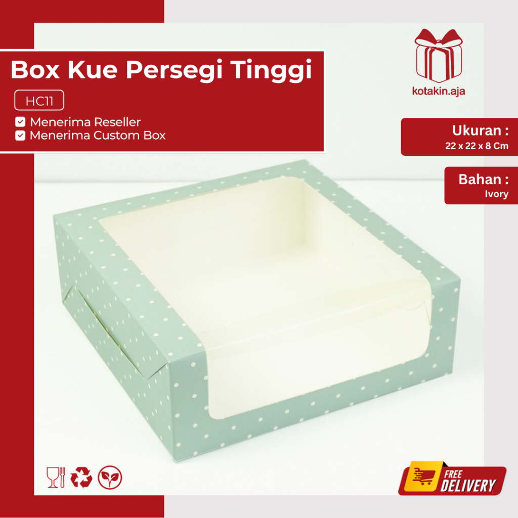 

Box Mika 22 x 22 / Box Nasi / Box Cake / Kotak Mika Brownies / Kotak Hampers / Souvenir | HC11