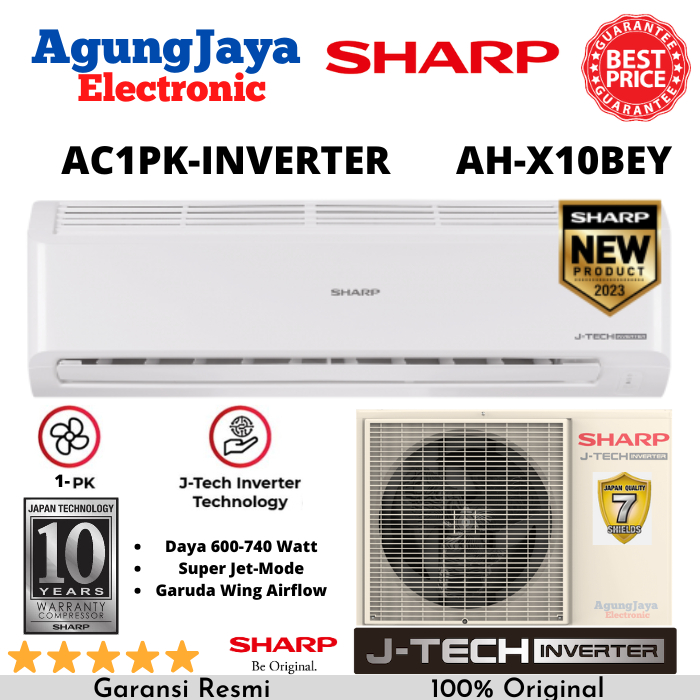 AC SHARP AH-X10BEY 1PK INVERTER R32 1PK J-TECH INVERTER HEMAT LISTRIK (CILEGON SERANG)