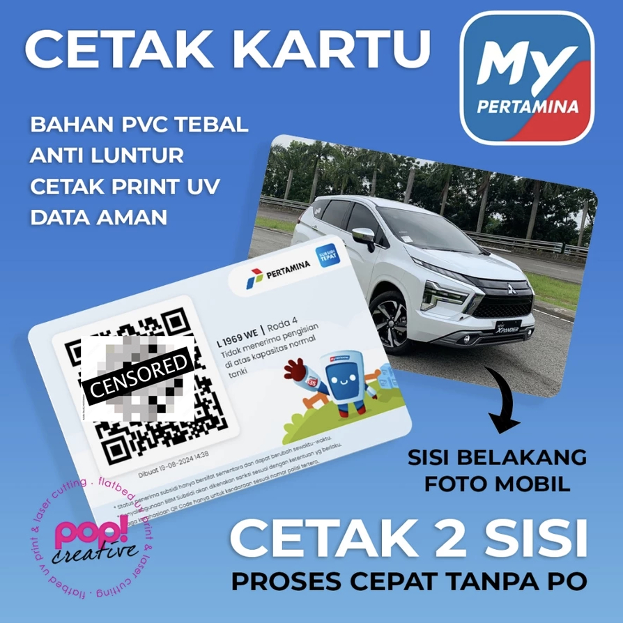 Cetak Kartu Pertamina PVC PRINT UV AWET Anti Air Anti Sobek QR Barcode BBM Subsidi Solar Pertalite