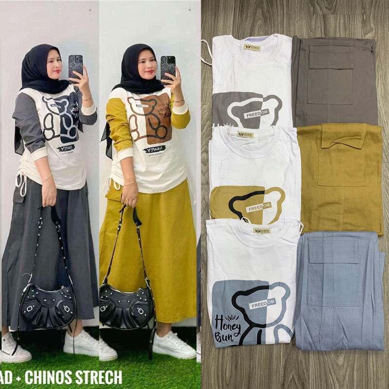 SET ROK CHINOS | SET ROK CHINOS ATASAN KAOS KOMBED PREMIUM