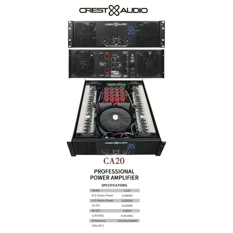 POWER AMPLIFIER CREST AUDIO CA20/CA 20 BODY PANJANG KIPAS 4