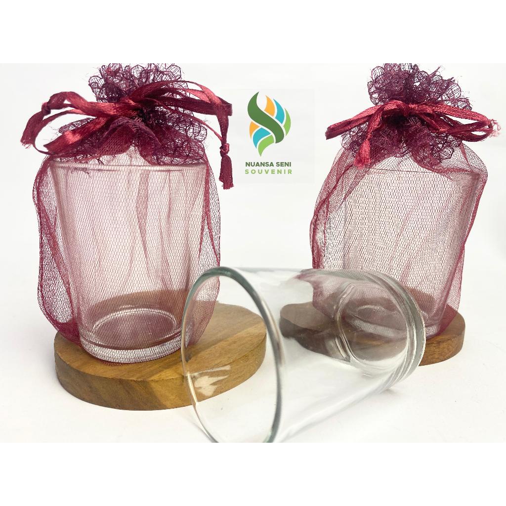 Souvenir Pernikahan Gelas Minum Kaca Kecil Cangkir Jamu Mug Kopi Kaca Lowball Bening Polos