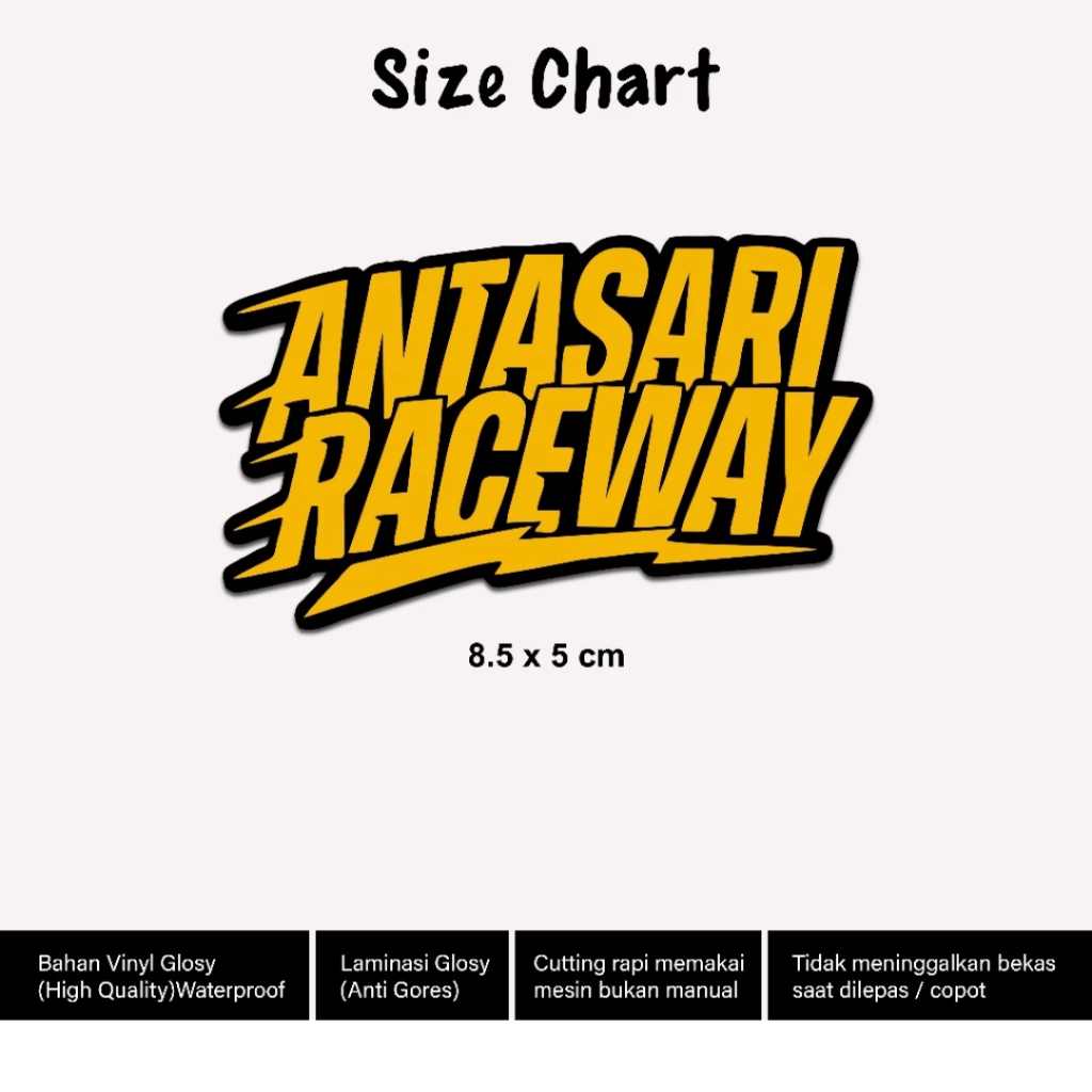 

Sticker Helm Motor Antasari Raceway Stiker Race Kuning Vinyl Glossy