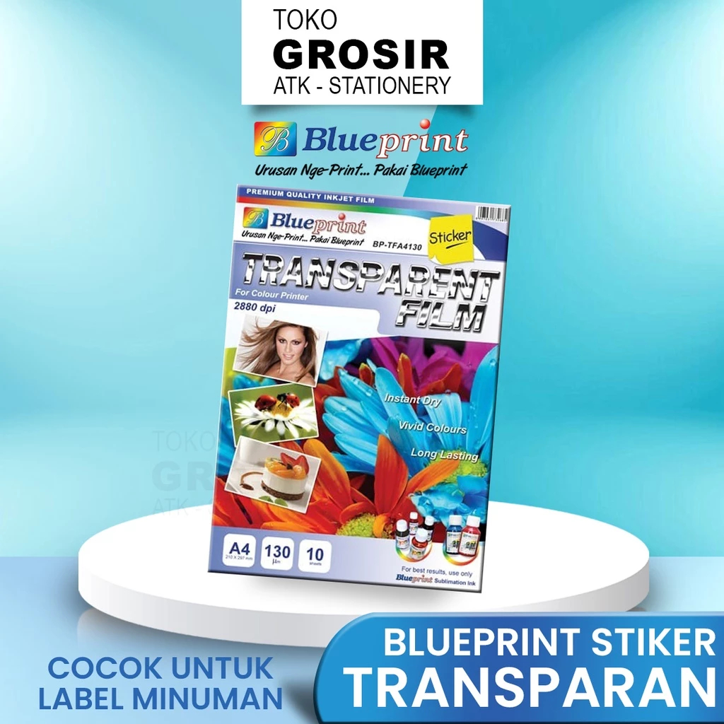 

(LIVE) Kertas Transparan Film Stiker / Transparent Film Sticker BLUEPRINT A4 (BUNGA)