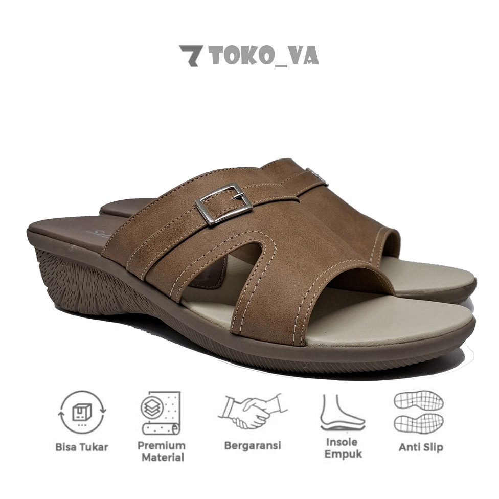 Toko va - Primum Wedges Pesta Kondangan Ibu-Ibu | Big Size 36-40 | Sendal Wedes Wanita Ukuran Besar 
