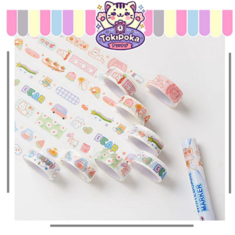 

Toki - WASHIE TAPE / SELOTIP MOTIF LUCU / TAPE CUTE / HIASAN UNTUK DIARY / SELOTIF KARAKTER