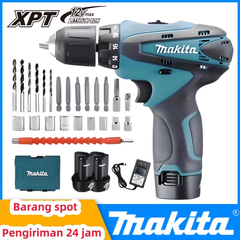 [Tersedia di Indonesia] Makita DF330 bor tangan listrik tanpa kabel 12V bor kayu bor listrik, dileng