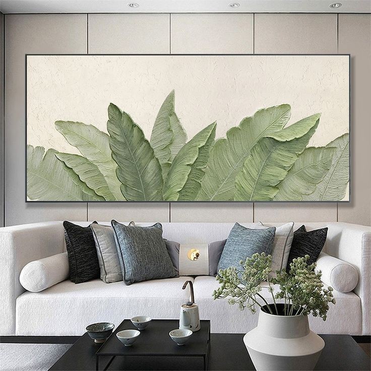 lukisan dinding modern minimalis daun hiasan dinding aesthetic