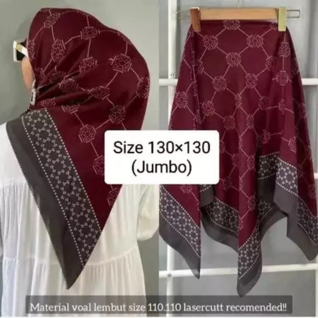 hijab motif jumbo 130x130 premium Jilbab Segi Empat Motif Syar'i