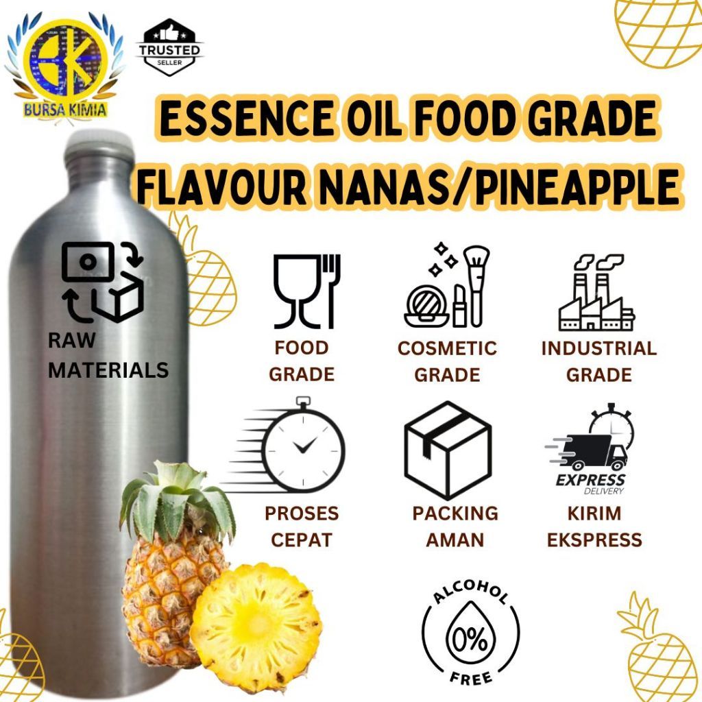 Essence Oil Food Grade Pineapple 1kg / Fragrance Oil Kosmetik Grade Nanas Non Alkohol, Liqu1d v@pe, 