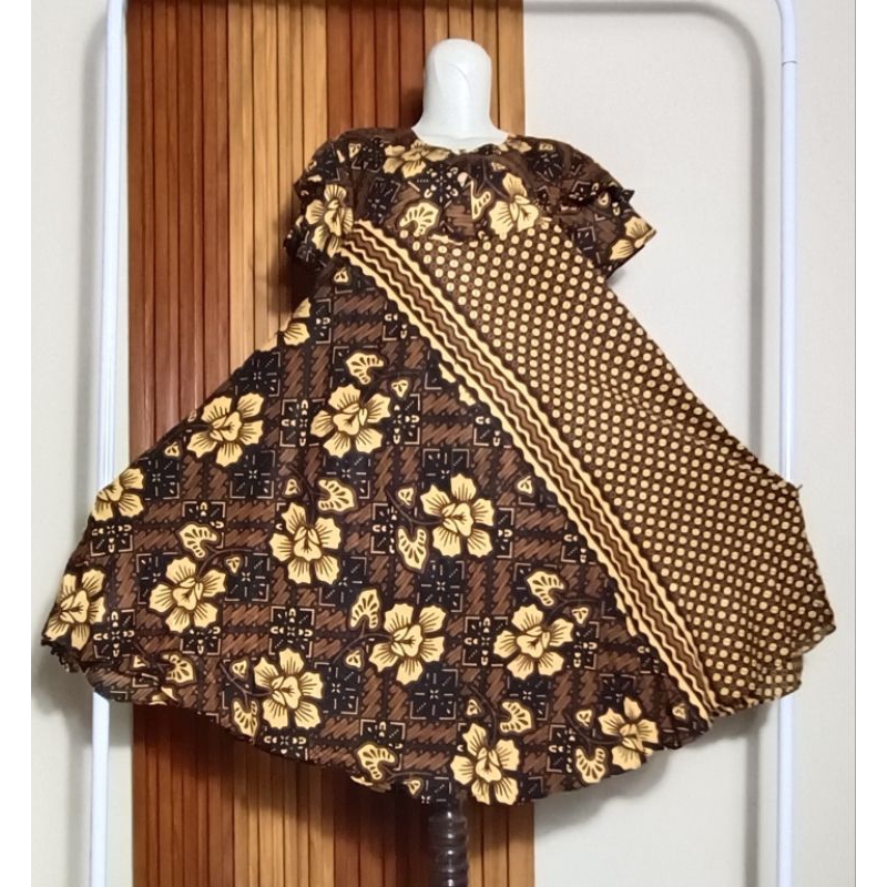 DASTER PAYUNG SOGAN/lingakr dada 120/panjang baju 100/busui kancing/lengan model susun