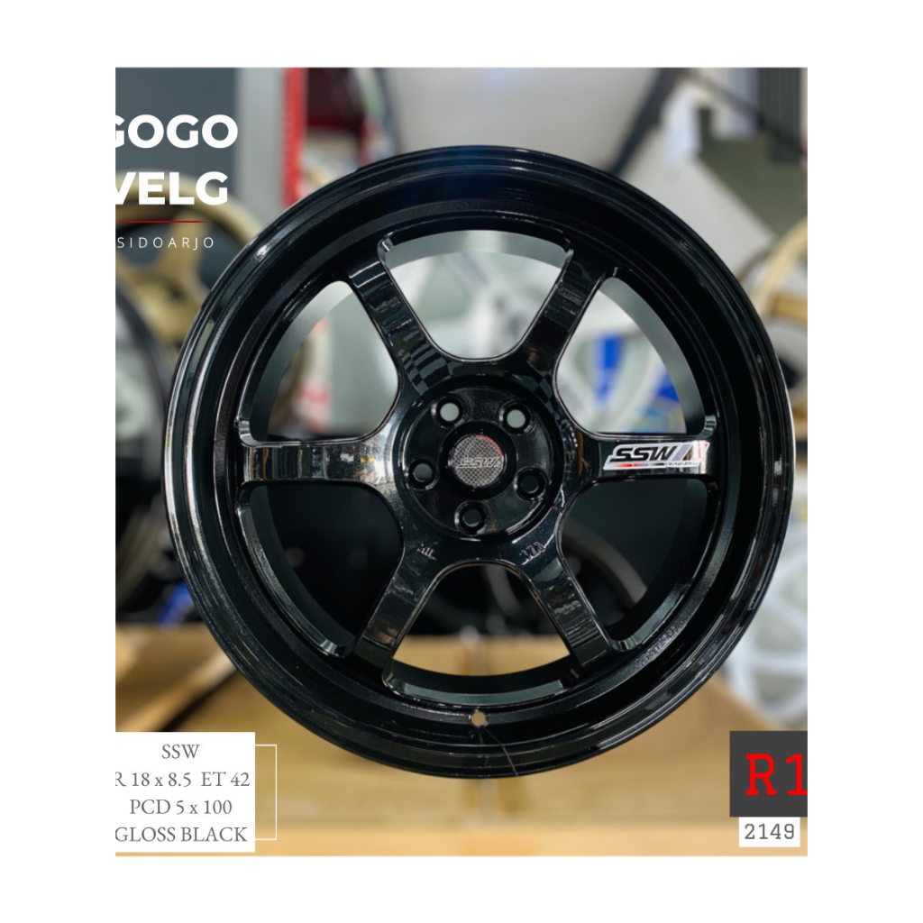 Velg R18 ORIGINAL SSW Thailand TE37 PCD 5X100 Lebar 8,5 ET42 Black Gloss Veloz Sienta Altis Audi