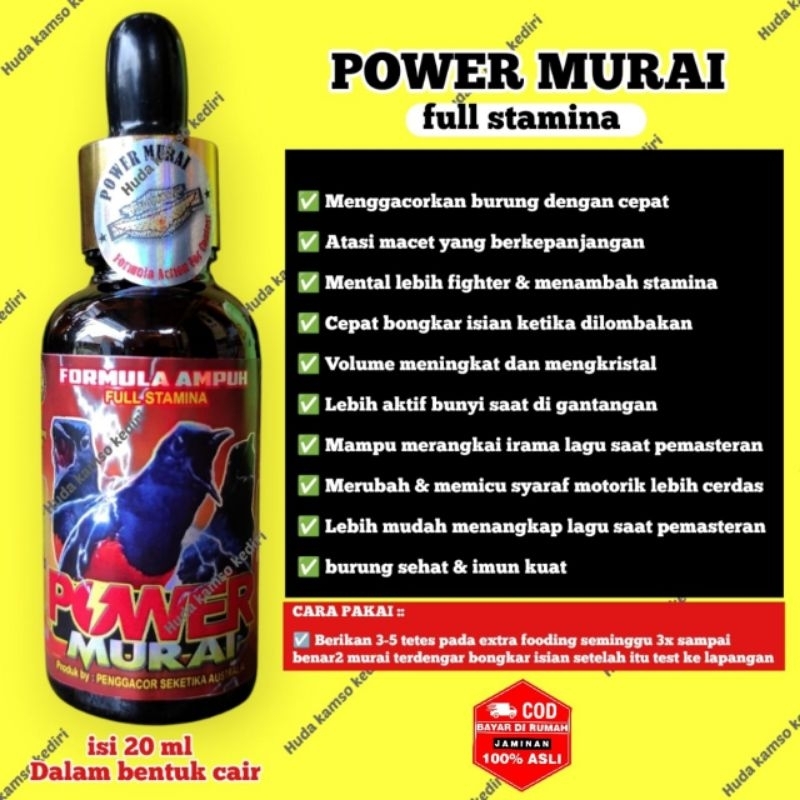 POWER MURAI + VITAMIN MURAI + VITAMIN KACER +VITAMIN CUCAK IJO + DOPING MURAI KACER + DOPING BURUNG 