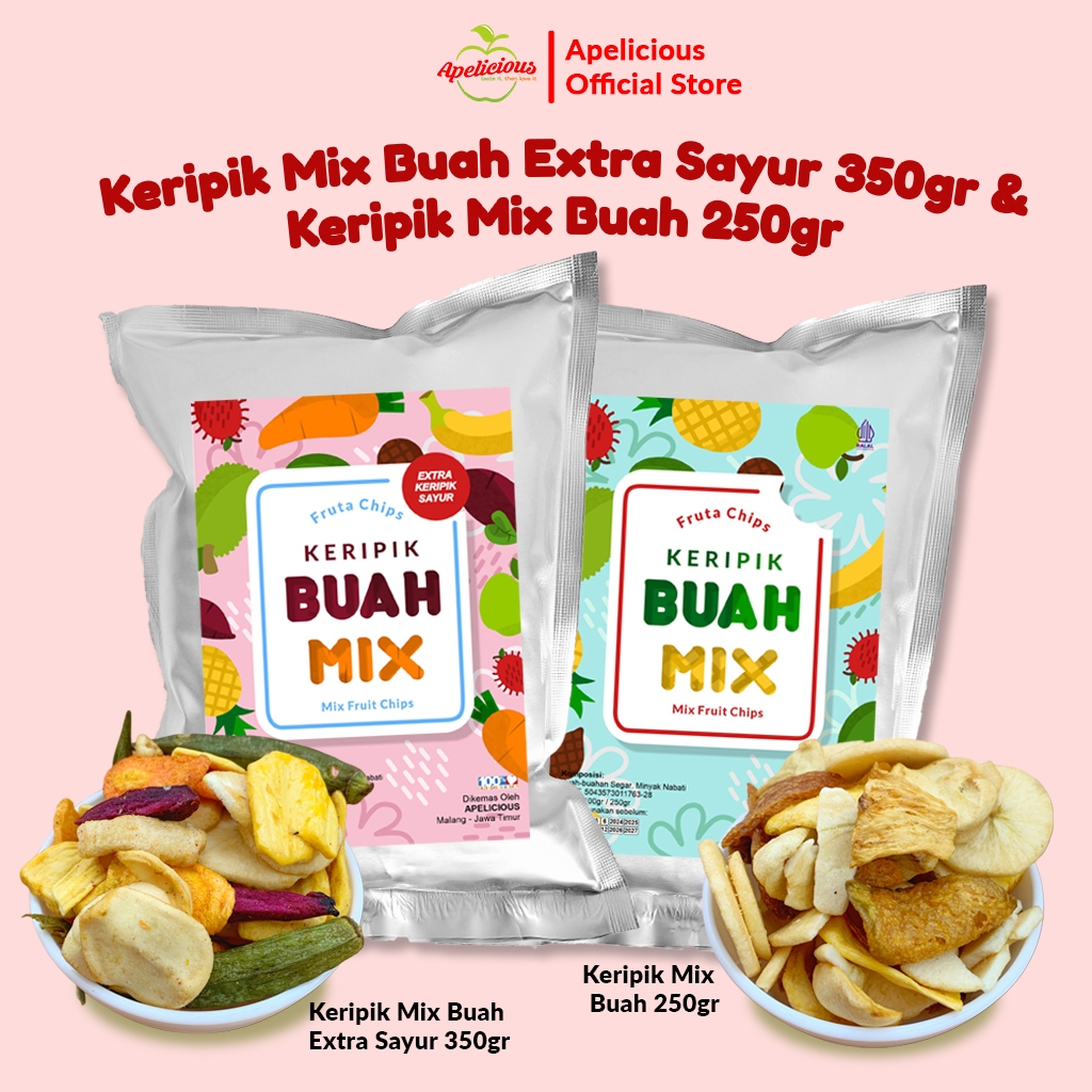 

APELICIOUS KERIPIK BUAH MIX 250g (MIX 6 BUAH) / KERIPIK BUAH SAYUR MIX 350g Fruta Apelicious