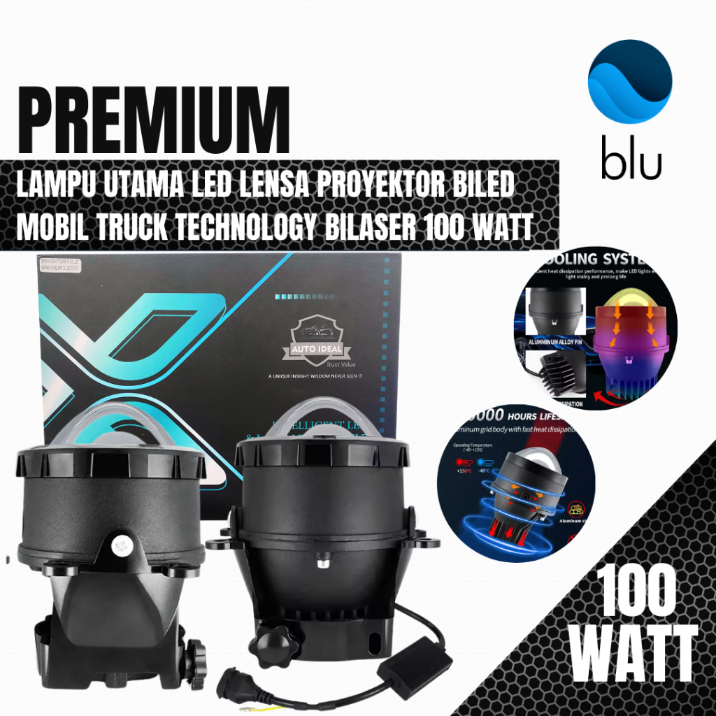 Lampu LED Mobil Super Terang Lampu Sorot Mobil Lampu Utama Led Lensa Proyektor Biled Mobil Truck Tec