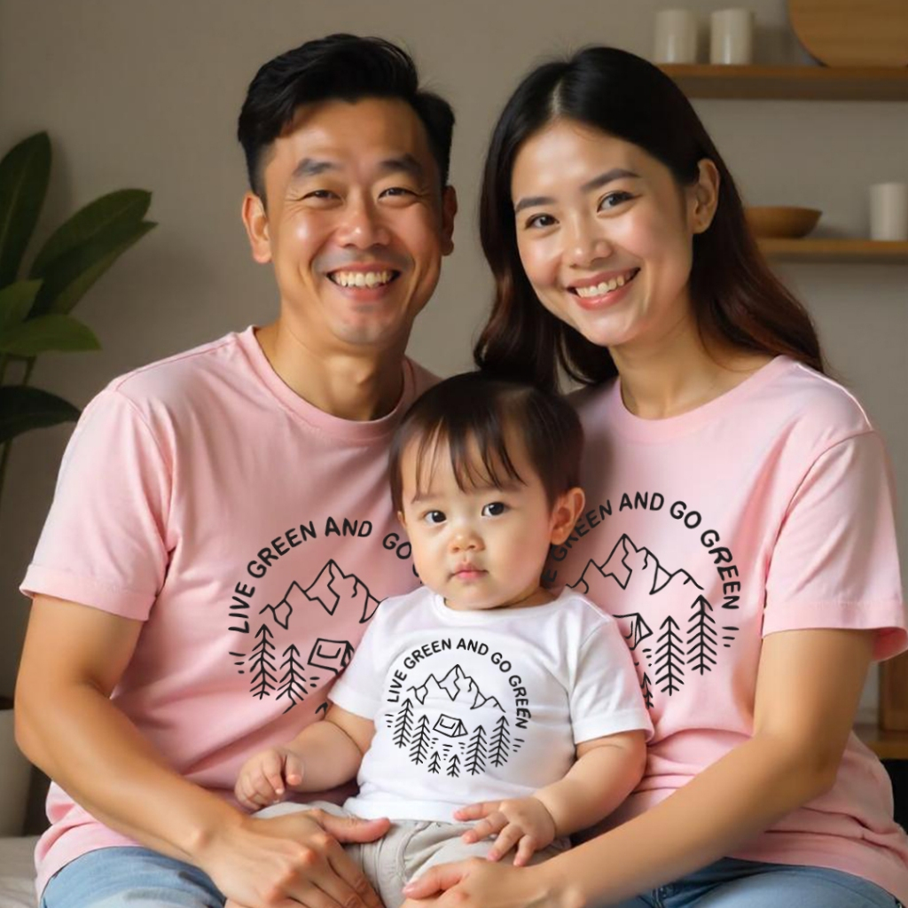 WSF Kaos Couple Keluarga LIVE AND GO GREEN  Kaos Couple Keluarga  TERSEDIA HADIAH GRATIS Lucu Kaos P