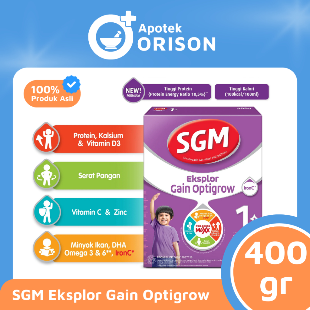SGM EKSPLOR GAIN OPTIGROW 1+ VANILLA 400GR | SGM UNGU