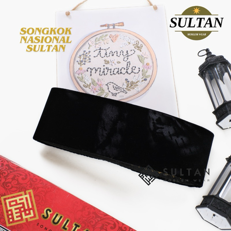 Songkok Hitam Polos Dewasa anak anak  Kopyah hitam Sultan Songkok Sultan AC bahan Bludru pigion Ukur