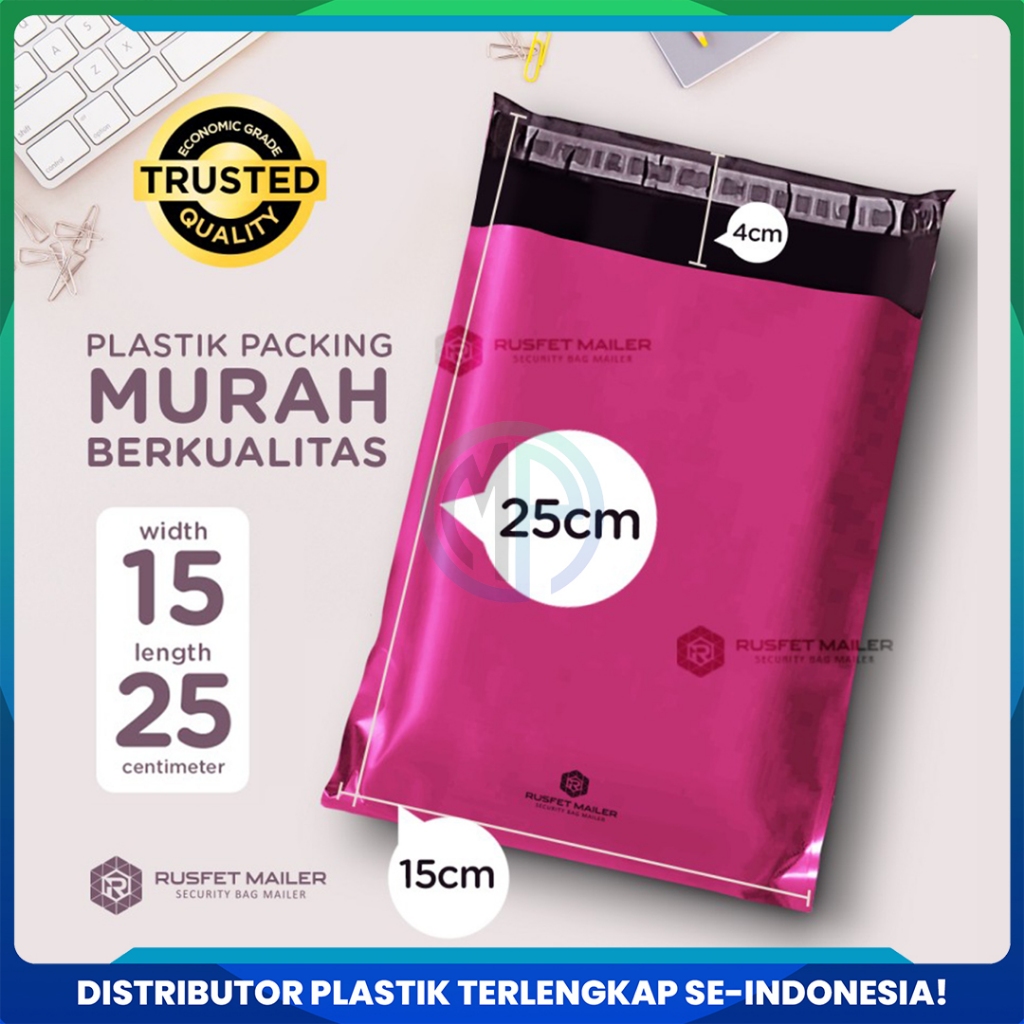 

Amplop Plastik Polymailer Pink 15cm x 25cm Low Cost Plastic Packing Polos Online shop Rusfet Murah