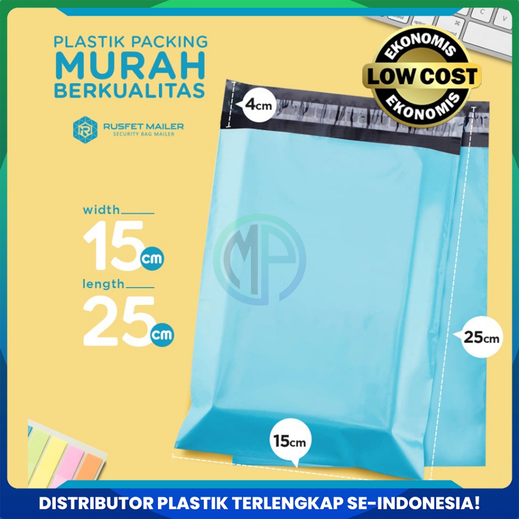 

Amplop Plastik Polymailer Baby Blue Biru 15 x 25cm Low Cost Plastic Packing Polos Shop Rusfet Murah