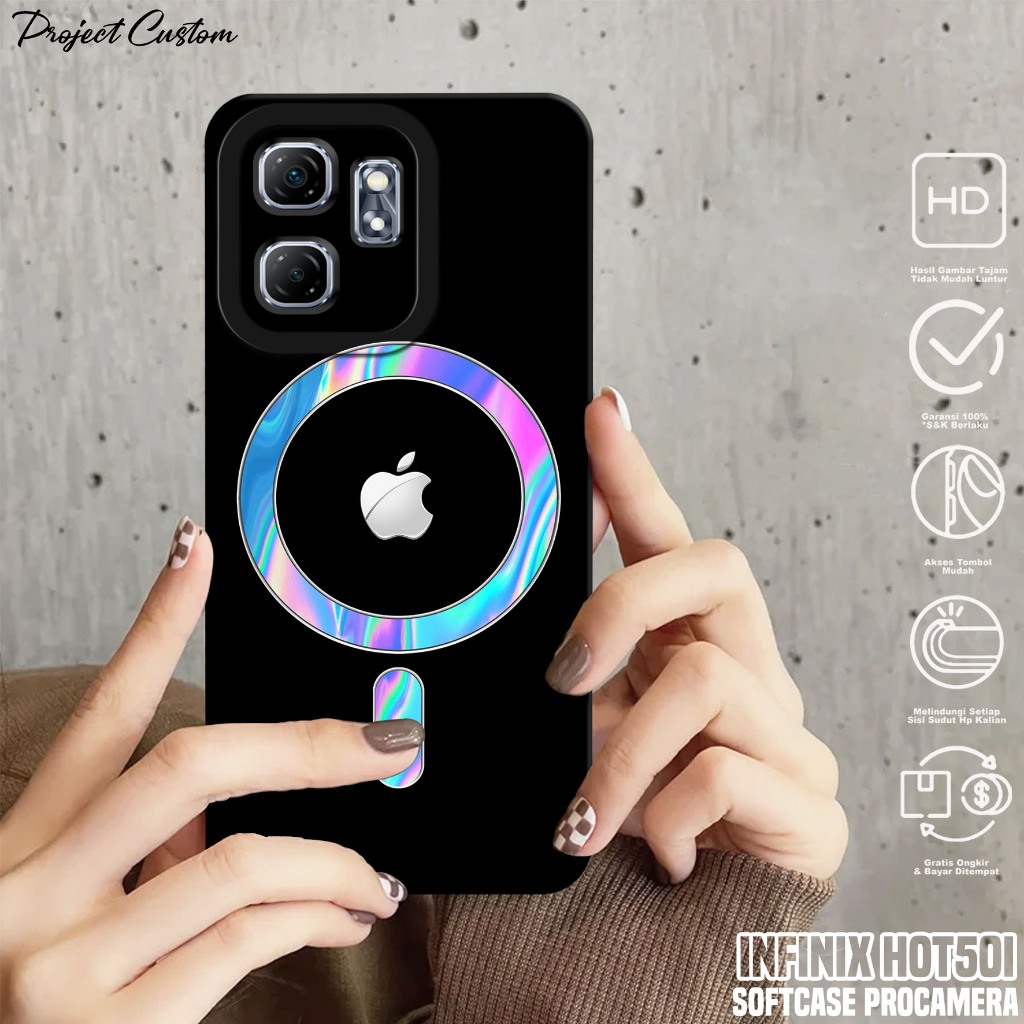 Softcase Hp Infinix Hot 50i - Case Infinix Hot 50i ( Logo Magsafe ) Silikon Hp Infinix Hot 50i - Cas