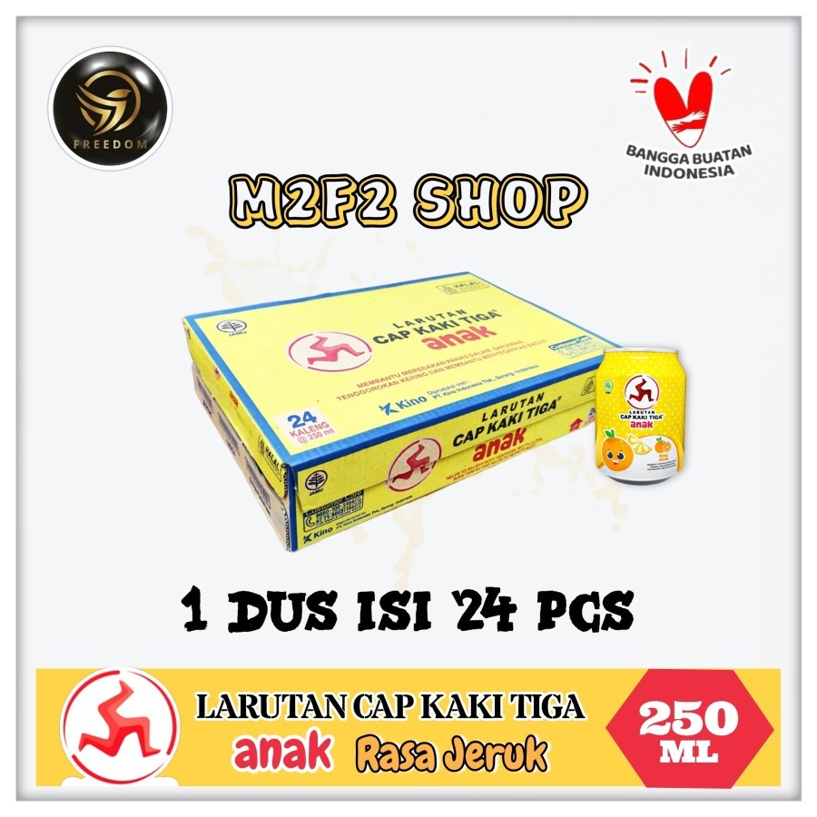 

Larutan Cap Kaki Tiga Anak Kaleng Jeruk Orange - 250 ml (Kemasan Karton)