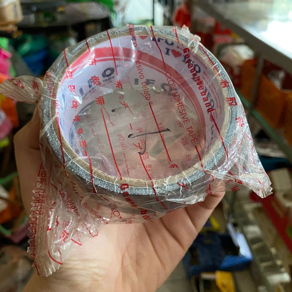 LAKBAN KAIN / CLOTH TAPE HITAM 2 INCH - 48 MM X 8 METER FULL KUALITAS TERBAIK- LAKBAN KLIPING