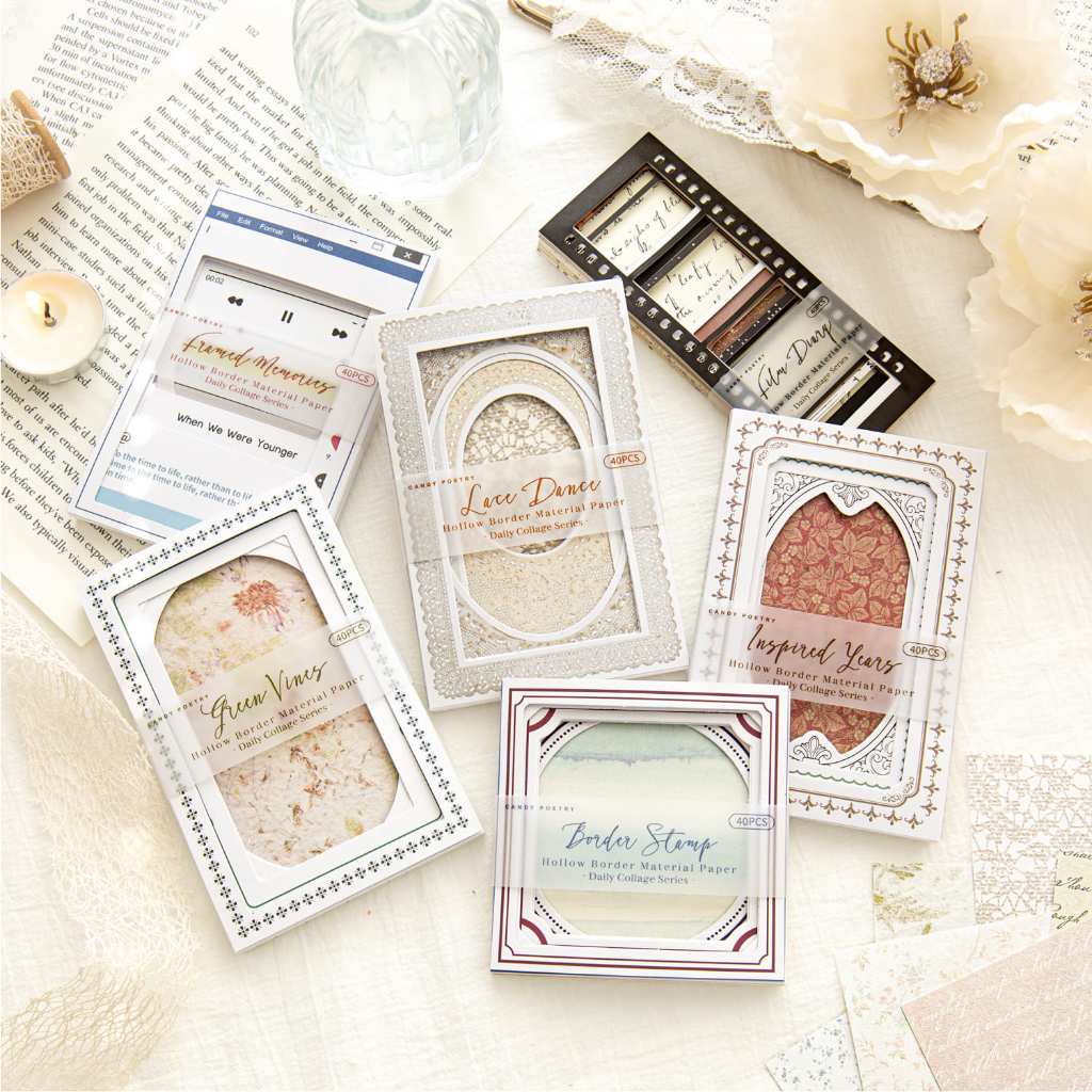 

(10K6) 10pcs Stiker + 30pcs Kertas Hias Seri Kolase Harian Dekorasi Buku Pegangan Retro Sederhana Stiker Perekat Diy Journal